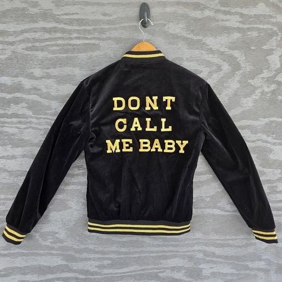 Zara Men Black Velvet Gold Trim Varsity Style Bomber Jacket Customized Small - Picture 1 of 7